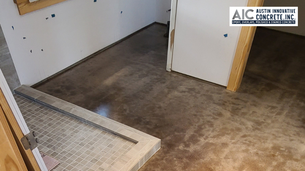 brown stained concrete floor