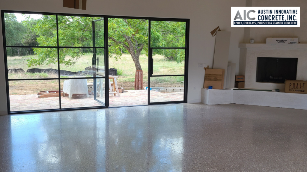 brown polished concrete flooring
