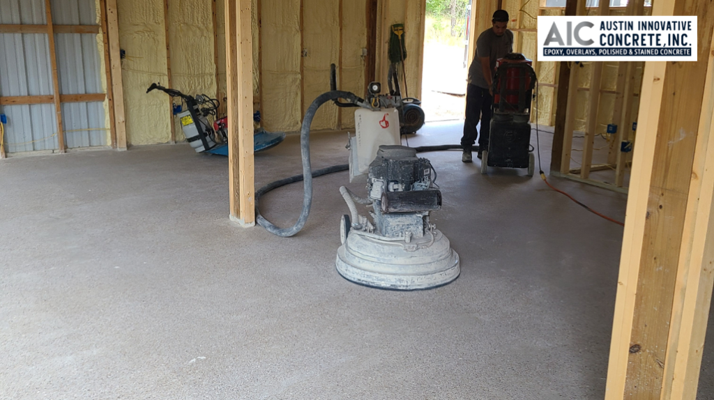 contractor polishing a floor