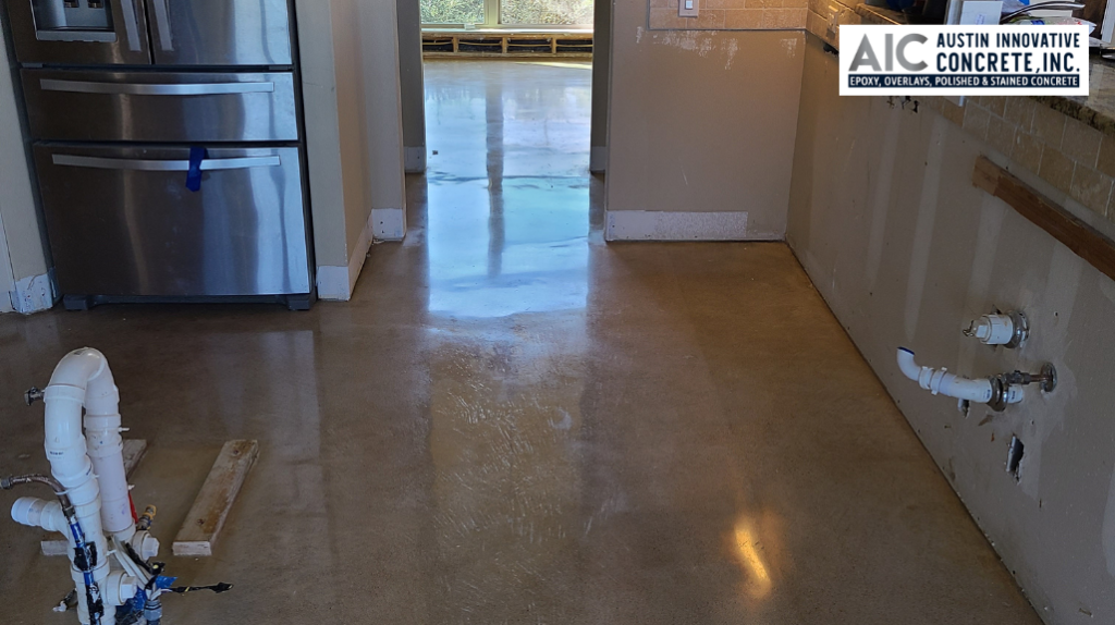 brown polished concrete floor
