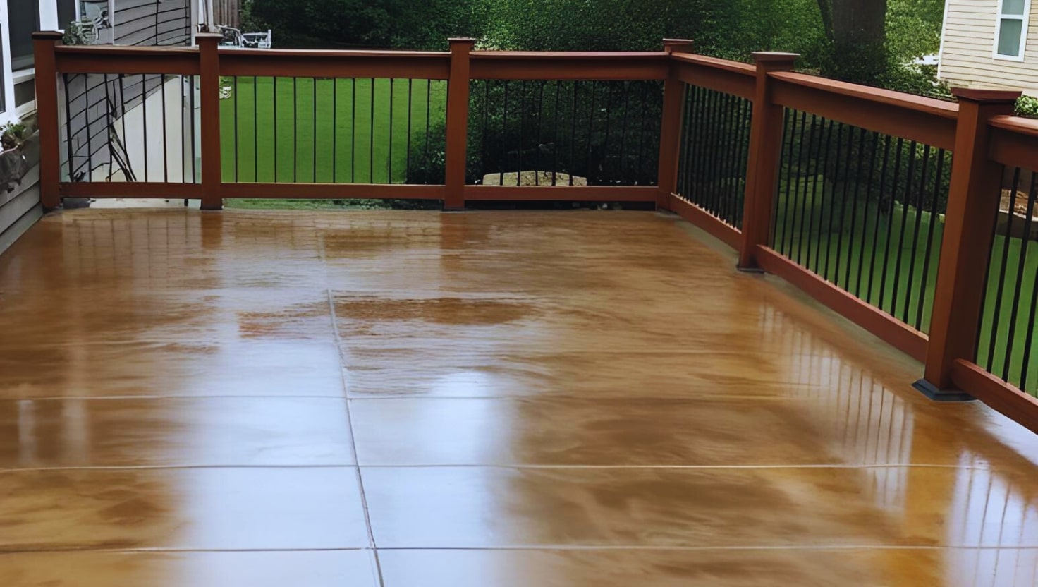 stained concrete patio project in Austin